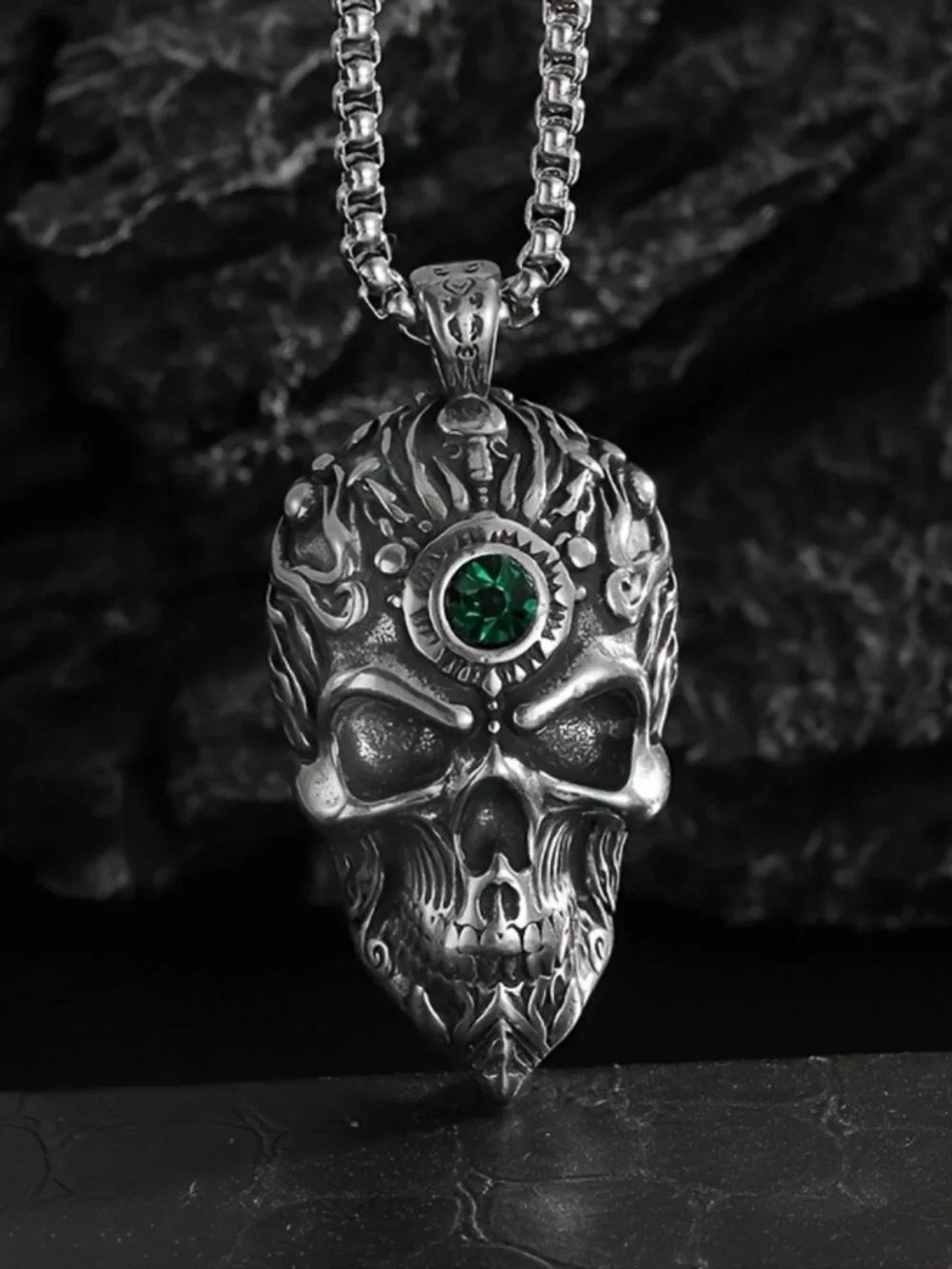 Mens skeleton monk pendant necklace 316L stainless steel gothic